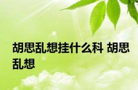 胡思乱想挂什么科 胡思乱想 