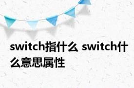 switch指什么 switch什么意思属性