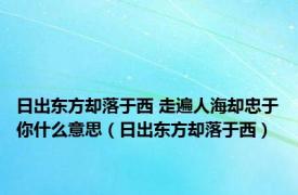 日出东方却落于西 走遍人海却忠于你什么意思（日出东方却落于西）