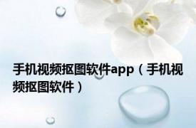 手机视频抠图软件app（手机视频抠图软件）