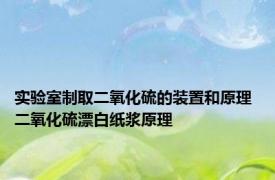 实验室制取二氧化硫的装置和原理 二氧化硫漂白纸浆原理