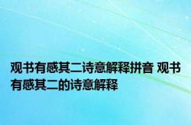 观书有感其二诗意解释拼音 观书有感其二的诗意解释