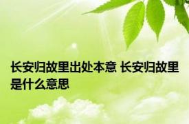 长安归故里出处本意 长安归故里是什么意思