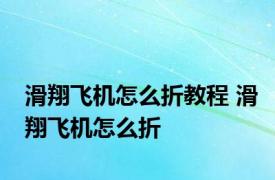 滑翔飞机怎么折教程 滑翔飞机怎么折