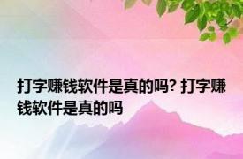 打字赚钱软件是真的吗? 打字赚钱软件是真的吗