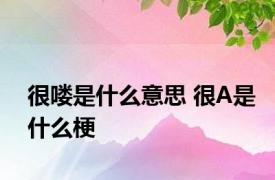 很喽是什么意思 很A是什么梗