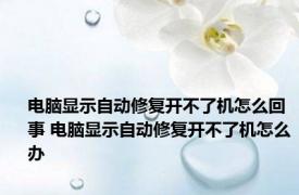 电脑显示自动修复开不了机怎么回事 电脑显示自动修复开不了机怎么办