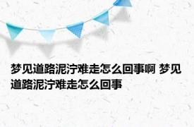 梦见道路泥泞难走怎么回事啊 梦见道路泥泞难走怎么回事