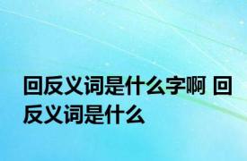 回反义词是什么字啊 回反义词是什么