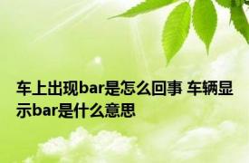 车上出现bar是怎么回事 车辆显示bar是什么意思