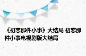 《初恋那件小事》大结局 初恋那件小事电视剧版大结局