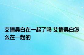 艾情吴白在一起了吗 艾情吴白怎么在一起的