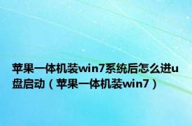 苹果一体机装win7系统后怎么进u盘启动（苹果一体机装win7）