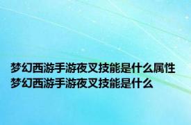 梦幻西游手游夜叉技能是什么属性 梦幻西游手游夜叉技能是什么