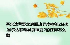 塞尔达荒野之息联动异度神剑2任务 塞尔达联动异度神剑2的任务怎么做