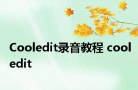 Cooledit录音教程 cooledit 