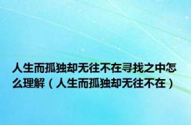 人生而孤独却无往不在寻找之中怎么理解（人生而孤独却无往不在）