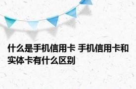 什么是手机信用卡 手机信用卡和实体卡有什么区别