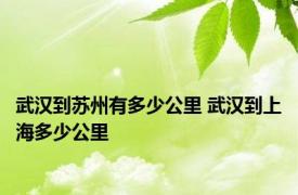 武汉到苏州有多少公里 武汉到上海多少公里