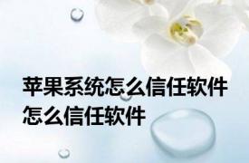 苹果系统怎么信任软件 怎么信任软件