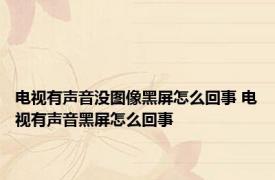 电视有声音没图像黑屏怎么回事 电视有声音黑屏怎么回事