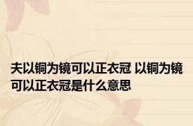 夫以铜为镜可以正衣冠 以铜为镜可以正衣冠是什么意思