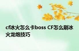 cf冰火怎么卡boss CF怎么刷冰火龙炮技巧