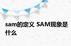 sam的定义 SAM现象是什么