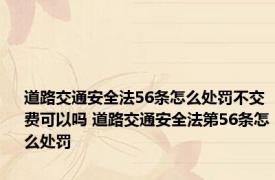 道路交通安全法56条怎么处罚不交费可以吗 道路交通安全法第56条怎么处罚