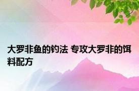 大罗非鱼的钓法 专攻大罗非的饵料配方