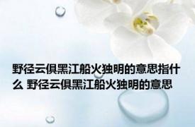 野径云俱黑江船火独明的意思指什么 野径云俱黑江船火独明的意思