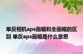 单反相机aps画幅和全画幅的区别 单反aps画幅是什么意思