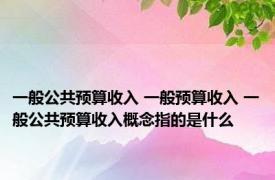 一般公共预算收入 一般预算收入 一般公共预算收入概念指的是什么