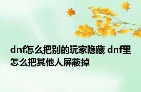 dnf怎么把别的玩家隐藏 dnf里怎么把其他人屏蔽掉