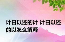 计日以还的计 计日以还的以怎么解释