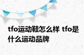 tfo运动鞋怎么样 tfo是什么运动品牌