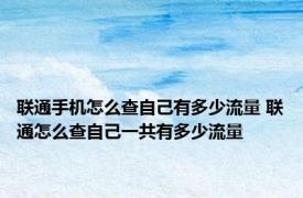 联通手机怎么查自己有多少流量 联通怎么查自己一共有多少流量