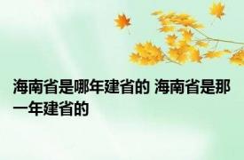 海南省是哪年建省的 海南省是那一年建省的