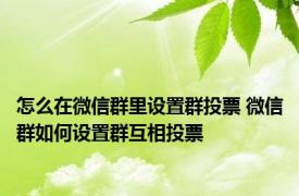 怎么在微信群里设置群投票 微信群如何设置群互相投票