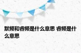 默频和睿频是什么意思 睿频是什么意思