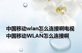 中国移动wlan怎么连接啊电视 中国移动WLAN怎么连接啊