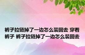 裤子拉链掉了一边怎么装回去 穿着裤子 裤子拉链掉了一边怎么装回去