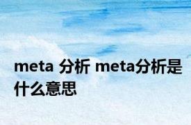 meta 分析 meta分析是什么意思