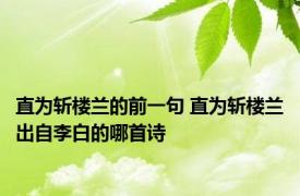 直为斩楼兰的前一句 直为斩楼兰出自李白的哪首诗