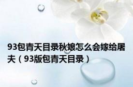 93包青天目录秋娘怎么会嫁给屠夫（93版包青天目录）