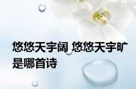 悠悠天宇阔 悠悠天宇旷是哪首诗