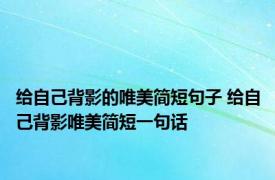 给自己背影的唯美简短句子 给自己背影唯美简短一句话