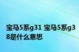 宝马5系g31 宝马5系g38是什么意思