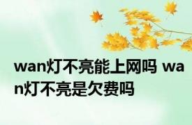 wan灯不亮能上网吗 wan灯不亮是欠费吗