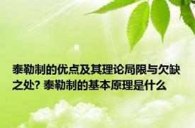 泰勒制的优点及其理论局限与欠缺之处? 泰勒制的基本原理是什么